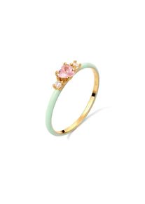 Elli Silberring &raquo;Ring Herz Zirkonia Pink Emaille 925 Sterling Silber vergoldet&laquo; goldfarben, Gr&ouml;&szlig;e 54