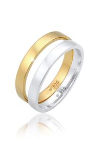 Ring-Set Elli "Ring Bandring Basic Bi-Color Set (2 tlg.) 925 Silber" Gr. 56, silber, Fingerringe, Damen, 56, ohne Stein, Silber 925 (Sterlingsilber), 3mm, Ring-Set
