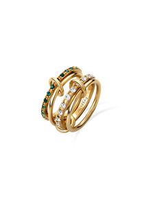 Elli Silberring &raquo;Ring Stapellook mit Kristallen von Swarovski Wei&szlig; Gr&uuml;n 925 Sterling Silber&laquo; goldfarben, Gr&ouml;&szlig;e 58