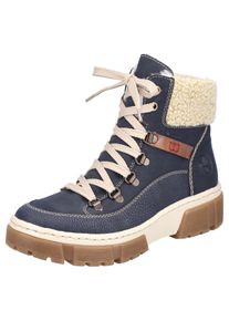 Winterboots Rieker, Damen, Gr. 37, blau, Lederimitat, Textil, Schuhe Winterboots, Schn&uuml;rboots, Winterstiefelette mit Warmfutter ausgestattet, Topseller