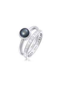 NENALINA Ring-Set &raquo;Ring S&uuml;&szlig;wasserperle Eternity Zirkonia 2er Set 925&laquo; silberfarben, Gr&ouml;&szlig;e 56