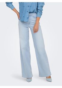 High-waist-Jeans Only "ONLMADISON BLUSH HW WIDE DNM CRO495 NOOS", Damen, Gr. XL (42), L&auml;nge 34, light blau bleached denim, Denim/Jeans, Obermaterial: 82% Baumwolle, 16% Polyester, 2% Elasthan, unifarben, lang, Jeans High-waist-Jeans, 5-Pocket Style