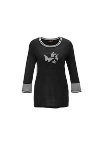 GOLDNER Rundhalspullover &raquo;Pullover mit femininem Motiv&laquo; schwarz-wei&szlig;, Gr&ouml;&szlig;e 52