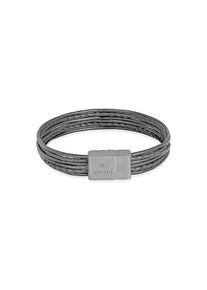 Kuzzoi Lederarmband &raquo;Armband Leder 6-reihig Magnet Basic 925 Silber oxidiert&laquo; schwarz, Gr&ouml;&szlig;e 210