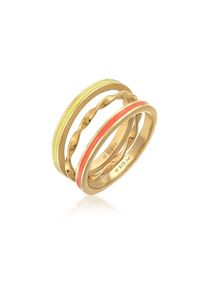 Elli Ring-Set &raquo;Ring Emaille Gedreht BasicTrio 3er Set 925 Silber&laquo; goldfarben, Gr&ouml;&szlig;e 56