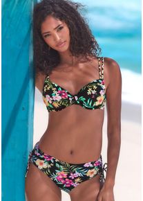 B&uuml;gel-Bikini-Top Buffalo "Simba", Damen, Gr. 42, Cup E, schwarz (schwarz bedruckt), Recycling-Polyamid, gebl&uuml;mt, Bikini-Oberteile B&uuml;gel-Bikini-Top, im angesagten Print, Topseller