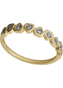 Fingerring Firetti "Schmuck Geschenk Gold 333 Damenring Goldring Herz Bicolor" Gr. 19, gelb (gelbgoldfarben, wei&szlig;goldfarben, kristallwei&szlig;), Fingerringe, Damen, 19, Gelbgold 333, 1,5mm, Fingerring, mit Zirkonia (synth.)