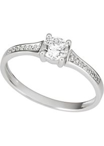 Fingerring Firetti "Schmuck Geschenk Gold 333 Damenring Goldring Verlobung Fantasie" Gr. 19, wei&szlig; (wei&szlig;goldfarben, kristallwei&szlig;), Fingerringe, Damen, 19, Wei&szlig;gold 333, 2mm, Fingerring, mit Zirkonia (synth.)