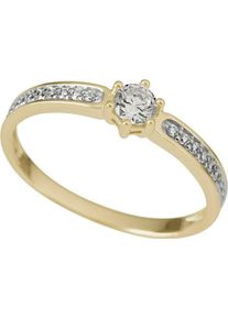 Fingerring Firetti "Schmuck Geschenk Gold 333 Damenring Goldring Verlobung bicolor" Gr. 18, gelb (gelbgoldfarben, wei&szlig;goldfarben, kristallwei&szlig;), Fingerringe, Damen, 18, Gelbgold 333, 1,75mm, Fingerring, mit Zirkonia (synth.)