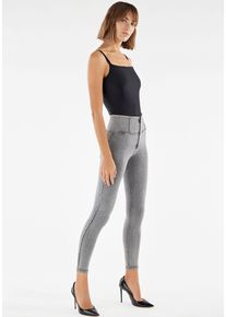 Leggings Freddy "WRUP2 SUPERSKINNY", Damen, Gr. M (38), N-Gr, grau (gray schwarz), Web, Obermaterial: 84% Baumwolle, 16% Elasthan, figurbetont kn&ouml;chelfrei, Hosen Leggings, mit Lifting & Shaping Effekt