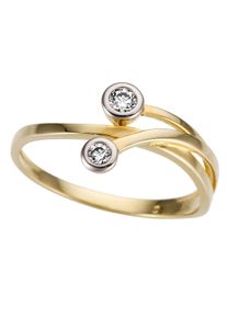 Goldring Firetti "Schmuck Geschenk Gold 333 Damenring Goldring" Gr. 19, wei&szlig; (gelbgoldfarben, wei&szlig;goldfarben, kristallwei&szlig;), Fingerringe, Damen, 19, Gelbgold 333, 10mm, Goldring, mit Zirkonia (synth.)
