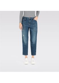 7/8-Jeans MAC "IOWA", Damen, Gr. 42, N-Gr, blau (mid blau chic wash), Denim/Jeans, Obermaterial: 94% Baumwolle, 4% Elastomultiester, 2% Elasthan, 7/8-L&auml;nge, Jeans 7/8-Jeans, mit aufgesetzten Taschen
