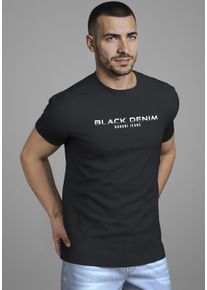T-Shirt Bruno Banani, Herren, Gr. 3XL (64/66), schwarz, Single Jersey, Obermaterial: 100% Baumwolle, bedruckt, slim fit h&uuml;ftlang, Rundhals, Shirts T-Shirt, kurz&auml;rmelig, schmal geschnitten, Rundhalsausschnitt