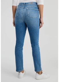 Straight-Jeans WONDERJEANS "High Waist Straigth", Damen, Gr. 34, L&auml;nge 32, blau (mid blau 330), Denim/Jeans, Obermaterial: 93% Baumwolle, 4% Polyester, 3% Elasthan, straight fit lang, Jeans Straight-Jeans, mit Stretch
