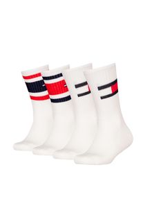 Socken Tommy Hilfiger "TH KIDS SOCK 4P FLAG & SPORT STRIPE ECOM", M&auml;dchen, Gr. 39-42, wei&szlig;, Baumwolle, Elasthan, Polyamid, Socken Socken, mit verst&auml;rkten Fersenbereichen