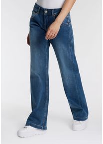 5-Pocket-Jeans Herrlicher "Edna Denim Cashmere Touch", Damen, Gr. 29, L&auml;nge 32, blau dragon, Denim/Jeans, Obermaterial: 94% Baumwolle, 5% Elastomultiester, 1% Elasthan, ausgestellt lang, Jeans 5-Pocket-Jeans, im Flared Fit, Cashmere Touch