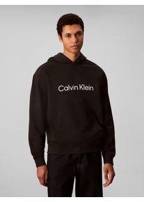 Kapuzensweatshirt Calvin Klein "LS EU STANDARD LOGO 350TERRY PO", Herren, Gr. M, schwarz, Web, Obermaterial: 100% Baumwolle, unifarben, regular fit normal, Rundhals, eingesetzt B&uuml;ndchen, Sweatshirts Kapuzensweatshirt, Mit Rundhalsausschnitt, regular fit