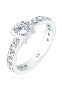 Silberring Elli "Ring Solit&auml;r Zirkonia 925 Sterling Silber" Gr. 54, wei&szlig;, Fingerringe, Damen, 54, Silber 925 (Sterlingsilber), Silberring