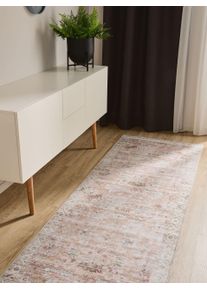 benuta Basic Couloir George Rose 80x240 cm - Tapis poil ras / effet us&eacute;