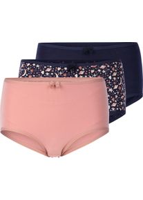 Damer H&ouml;ga trosor i 3-pack marin-med tryck + marin + rosentr&auml; Gr&ouml;&szlig;e 56/58