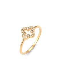 Elli, Damen, Silberring &raquo;Ring Kleeblatt Wei&szlig; 925 Sterling Silber, mit Kristallen von Swarovski &laquo;, Gold, Gold, Ring f&uuml;r Damen mit Swarovski Kristalle 