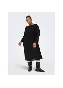 Only CARMAKOMA, Damen, Chiffonkleid &raquo;CARFOREST LIFE LS BOATNECK BLK DRESS JRS&laquo; Sommerkleid, Black, L - N-Gr, Kleid in Midil&auml;nge von Only CARMAKOMA