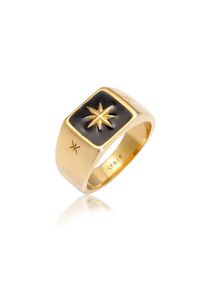 Kuzzoi, Herren, Siegelring &raquo;Ring Herren Siegelring Emaille Stern Basic 925er Silber&laquo;, Gold, 54, Stilvoller Siegelring f&uuml;r M&auml;nner