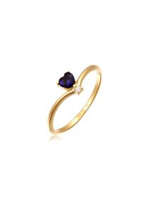 Elli DIAMONDS, Damen, Silberring &raquo;Ring Herz Saphir Dunkelblau Diamant Brillantschliff (0.004 ct) 925 Sterling Silber&laquo;, Gold, Gold, Ring f&uuml;r Damen mit 