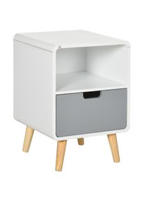 HOMCOM Nightstand, Scandinavian design, large drawer, water-repellent lacquer, 40 x 38 x 58 cm, White | Aosom Ireland
