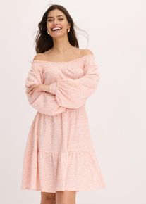 bonprix Carmen-Kleid, rosa, Gr.40/42 (M), Floral bedrucktes Kleid aus modischem Crepe-Jersey