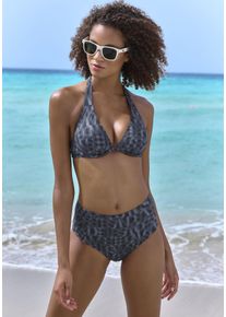 B&uuml;gel-Bikini-Top ELBSAND "Letra", Damen, Gr. 42, Cup C, schwarz, Recycling-Polyamid, bedruckt, Bikini-Oberteile B&uuml;gel-Bikini-Top, mit tollem Wording