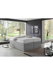 Boxspringbett "Ibiza in den Breiten 160x200, 180x200cm & 200x200cm", grau, B:200cm L:200cm, Westfalia Schlafkomfort, Komplettbetten, Boxspringbett