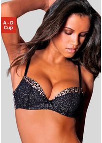 Push-up-BH Lascana, Damen, Gr. 75, Cup C, bunt (leo, bedruckt), Microtouch, Obermaterial: 45% Polyester, 44% Polyamid, 11% Elasthan, BHs Push-up-BH, mit B&uuml;gel im angesagten Leo-Look, sexy Dessous