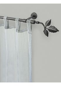 Gardinenstange Garesa "SHEET", grau (graphit), L:240cm &Oslash;:16mm, Metall, Gardinenstangen, Gardinenstange, Vorhanggarnitur, verl&auml;ngerbar, Knopf mit Bl&auml;tter, ohne Ringe
