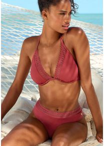 B&uuml;gel-Bikini-Top s.Oliver "Aiko", Damen, Gr. 42, Cup E, rot (rostrot), Microfaser, Microfaser, Polyamid, unifarben, Basic, Bikini-Oberteile B&uuml;gel-Bikini-Top, mit H&auml;keloptik