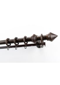 Gardinenstange Garesa "Palmo", braun (nussbaum), L:260cm &Oslash;:28mm, Holzwerkstoff, Gardinenstangen, Gardinenstange, Vorhanggarnitur aus Holz, verl&auml;ngerbar, mit Ringe/2 Lauf Gleiter