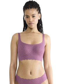 Bustier Sloggi "ZERO Feel Bliss Top", Damen, Gr. XS, N-Gr, lila (lila clover), Spitze, Obermaterial: 76% Polyamid, 24% Elasthan, BHs Bustier, unsichtbar mit Spitzenoptik