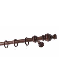 Gardinenstange Garesa "BAROCK", braun (nussbaum), L:440cm &Oslash;:35mm, Holzwerkstoff, Gardinenstangen, Gardinenstange, rustikale Vorhanggarnitur Holz, verl&auml;ngerbar, mit Ringe/2 Lauf Gleiter