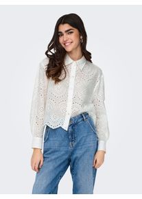 Langarmbluse Only "ONLVALAIS L/S SHIRT WVN NOOS", Damen, Gr. S, wei&szlig; (cloud dancer), Web, Obermaterial: 100% Baumwolle, unifarben, loose fit taillenlang, Blusen Langarmbluse