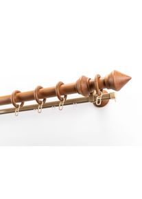 Gardinenstange Garesa "Palmo", braun (kirschbaum), L:180cm &Oslash;:28mm, Holzwerkstoff, Gardinenstangen, Gardinenstange, Vorhanggarnitur aus Holz, verl&auml;ngerbar, mit Ringe/2 Lauf Gleiter