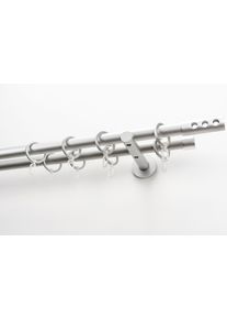 Gardinenstange Garesa "EASY", silber (silberfarben), B:64cm L:230cm &Oslash;:20mm, Aluminium, Gardinenstangen, Gardinenstange, Vorhanggarnitur, verl&auml;ngerbar, Endk. mit 3 L&ouml;cher, Alu, m. Ringe