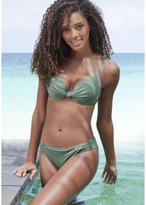 B&uuml;gel-Bikini-Top s.Oliver "Spain", Damen, Gr. 42, Cup C, gr&uuml;n (oliv), Microfaser, Microfaser, unifarben, Bikini-Oberteile B&uuml;gel-Bikini-Top, mit geraffter Mitte