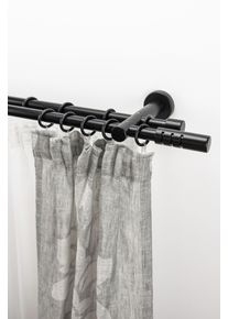 Gardinenstange Garesa "PEMPIA", schwarz, L:440cm &Oslash;:20mm, Holzwerkstoff, Metall, Gardinenstangen, Gardinenstange, Vorhanggarnitur, verl&auml;ngerbar, Knopf m.Ausschnitten, mit Ringen