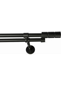Gardinenstange Garesa "STAURA", schwarz, L:310cm &Oslash;:16mm, Holzwerkstoff, Metall, Gardinenstangen, Gardinenstange, Vorhanggarnitur, verl&auml;ngerbar, Knopf mit 2 Rillen, ohne Ringe