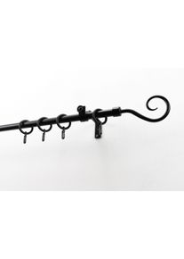 Gardinenstange Garesa "Clara", schwarz, L:100cm &Oslash;:16mm, Kunststoff, Metall, Gardinenstangen, Gardinenstange, Vorhanggarnitur, mit Ringe und Haken, verl&auml;ngerbar