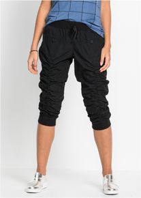 3/4-Hose bonprix "3/4-Hose aus reiner Baumwolle", Damen, Gr. 52, N-Gr, schwarz, Obermaterial: 100% Baumwolle, regular fit, Hosen 3/4-Hose, aus Baumwolle, mit elastischen Rippb&uuml;ndchen, Regular Fit