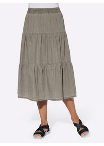 Jeansrock Classic Basics, Damen, Gr. 52, grau (grau denim), 100% Baumwolle, unifarben, wadenlang, R&ouml;cke Jeansrock