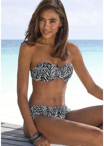 B&uuml;gel-Bandeau-Bikini-Top s.Oliver "Kanto", Damen, Gr. 44, Cup C, schwarz-wei&szlig; (schwarz, wei&szlig;), Microfaser, Recycling-Polyamid, bedruckt, Bikini-Oberteile B&uuml;gel-Bandeau-Bikini-Top, im Animal-Design, Topseller