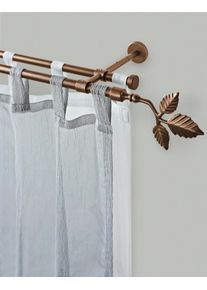Gardinenstange Garesa "SHEET", braun (bronzefarben), L:110cm &Oslash;:16mm, Metall, Gardinenstangen, Gardinenstange, Vorhanggarnitur, verl&auml;ngerbar, Knopf mit Bl&auml;tter, ohne Ringe