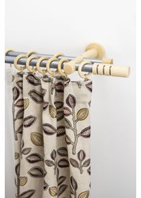 Gardinenstange Garesa "PEMPIA", beige (mattchromfarben, natur), L:140cm &Oslash;:20mm, Holzwerkstoff, Metall, Gardinenstangen, Gardinenstange, Vorhanggarnitur, verl&auml;ngerbar, Knopf m.Ausschnitten, mit Ringen